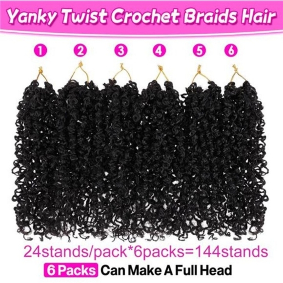 6 Packs Pre-looped Yanky Twist Crochet Hair 24 Strands/PCS Synthetic 12 - Picture 7 of 9
